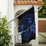 Blue Viking God Odin And Crow Print Polyester Flag