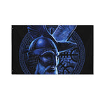 Blue Viking God Odin And Crow Print Polyester Flag