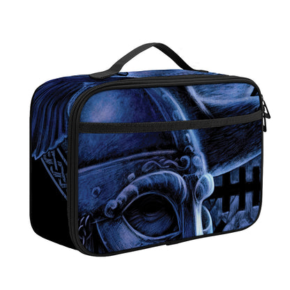 Blue Viking God Odin And Crow Print Portable Lunch Bag