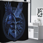 Blue Viking God Odin And Crow Print Premium Shower Curtain
