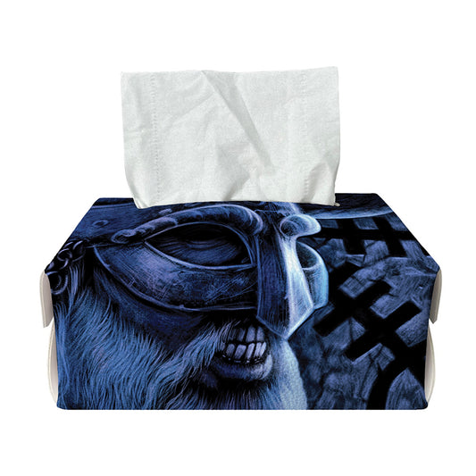Blue Viking God Odin And Crow Print Rectangle Tissue Box Cover