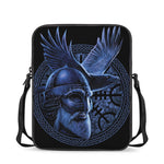 Blue Viking God Odin And Crow Print Rectangular Crossbody Bag
