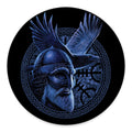 Blue Viking God Odin And Crow Print Round Floor Mat