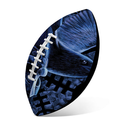 Blue Viking God Odin And Crow Print Rugby Ball