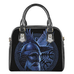 Blue Viking God Odin And Crow Print Shoulder Handbag