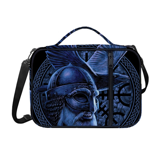 Blue Viking God Odin And Crow Print Shoulder Strap Bible Bag