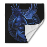 Blue Viking God Odin And Crow Print Silk Bandana