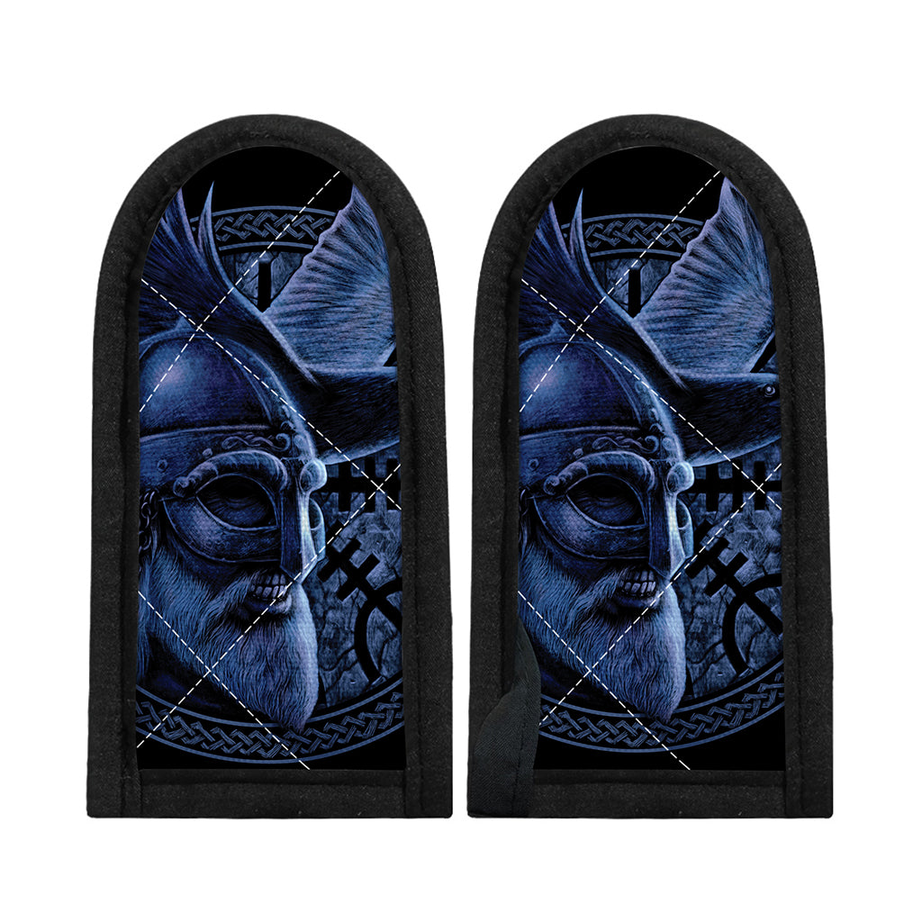Blue Viking God Odin And Crow Print Skillet Handle Cover