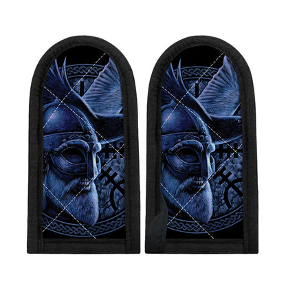 Blue Viking God Odin And Crow Print Skillet Handle Cover