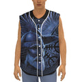 Blue Viking God Odin And Crow Print Sleeveless Baseball Jersey