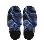Blue Viking God Odin And Crow Print Slippers