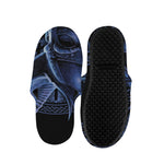 Blue Viking God Odin And Crow Print Slippers