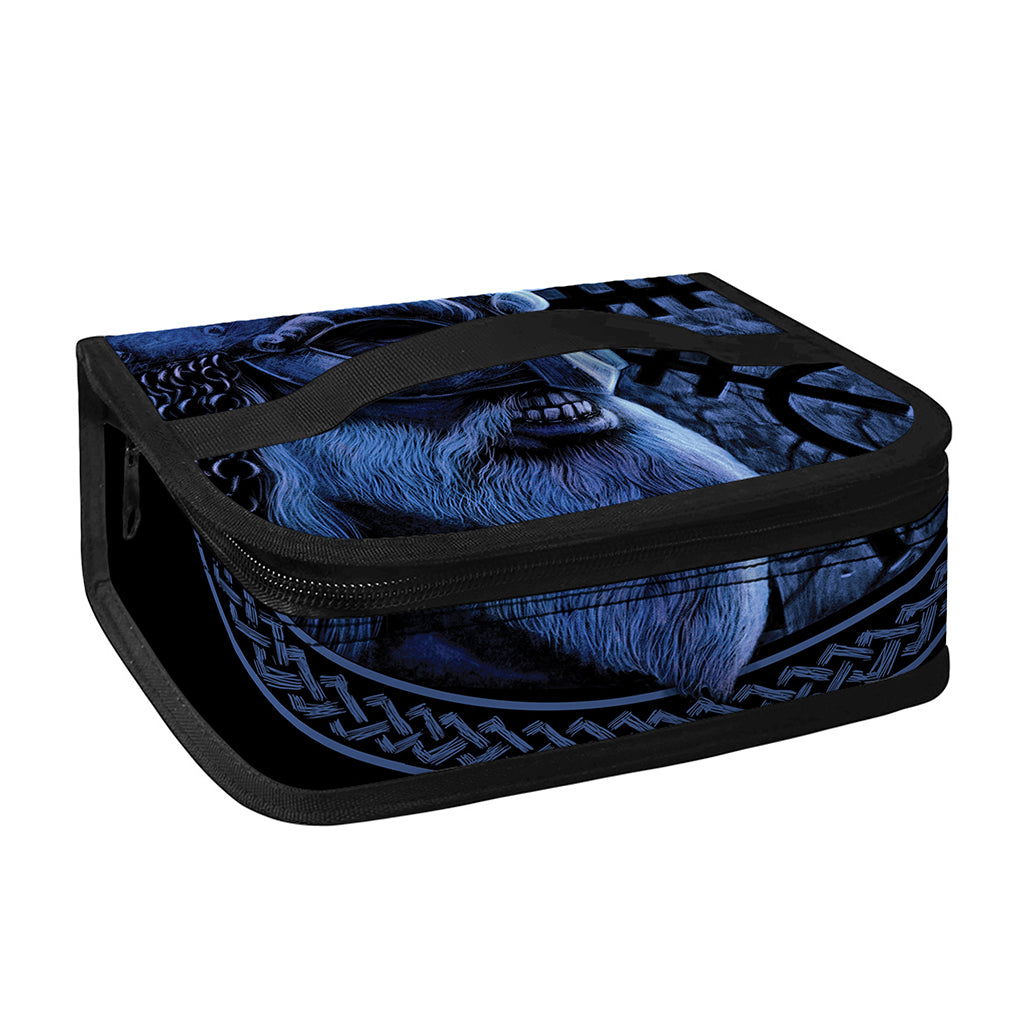 Blue Viking God Odin And Crow Print Small Lunch Bag