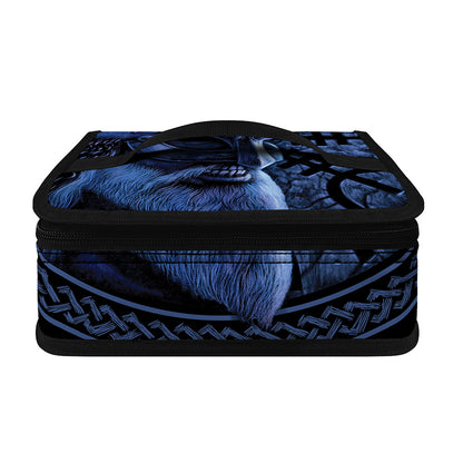 Blue Viking God Odin And Crow Print Small Lunch Bag