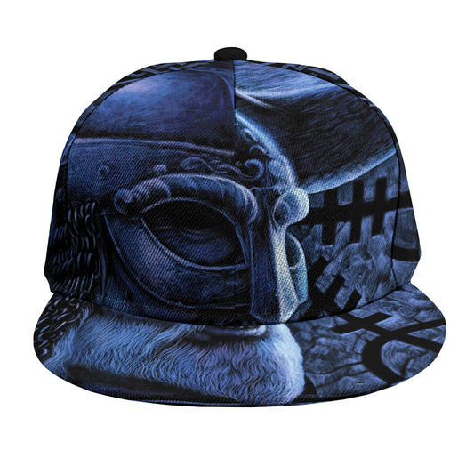 Blue Viking God Odin And Crow Print Snapback Cap