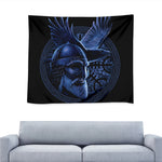 Blue Viking God Odin And Crow Print Tapestry