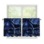 Blue Viking God Odin And Crow Print Tier Curtains
