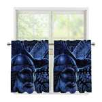 Blue Viking God Odin And Crow Print Tier Curtains
