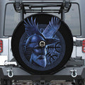 Blue Viking God Odin And Crow Print Tire Cover With Camera Hole