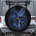 Blue Viking God Odin And Crow Print Tire Cover With Camera Hole
