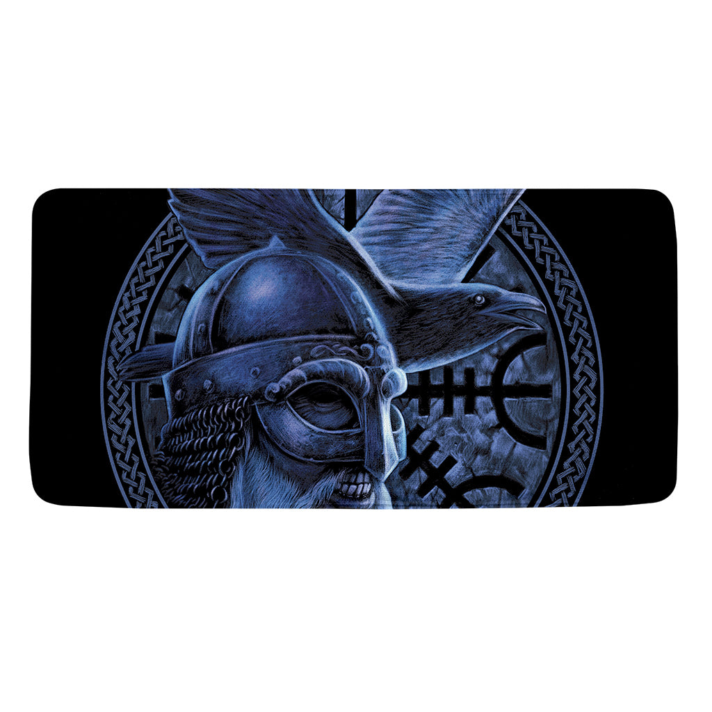 Blue Viking God Odin And Crow Print Towel