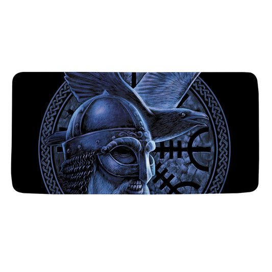 Blue Viking God Odin And Crow Print Towel