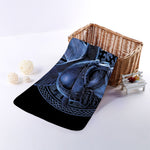 Blue Viking God Odin And Crow Print Towel