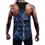 Blue Viking God Odin And Crow Print Training Tank Top