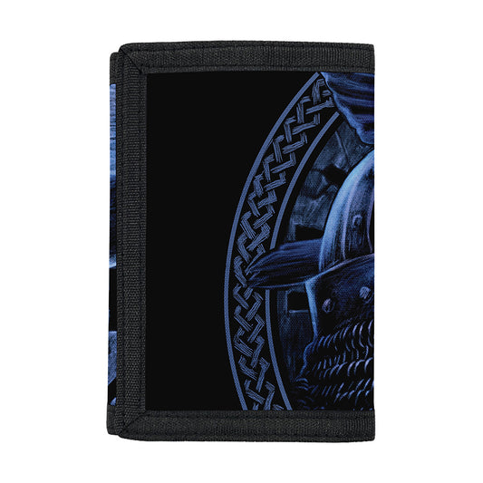 Blue Viking God Odin And Crow Print Trifold Wallet