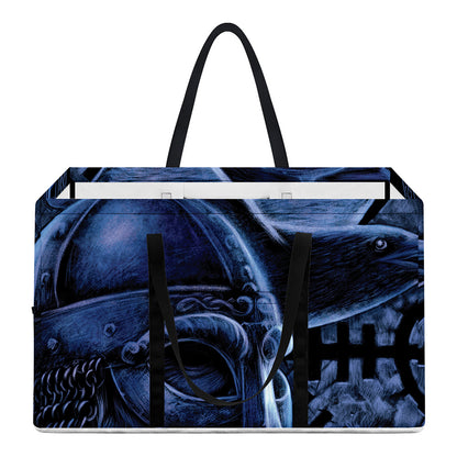 Blue Viking God Odin And Crow Print Utility Tote Bag