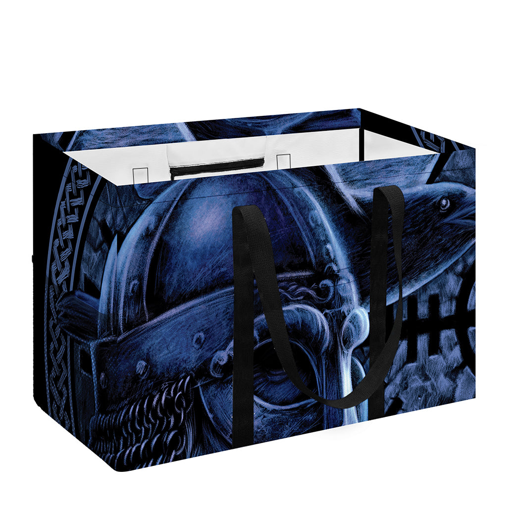 Blue Viking God Odin And Crow Print Utility Tote Bag
