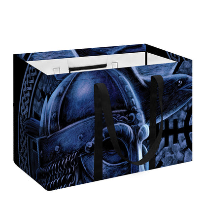 Blue Viking God Odin And Crow Print Utility Tote Bag