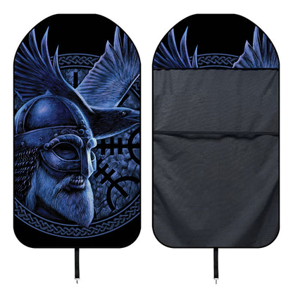 Blue Viking God Odin And Crow Print Waterproof Car Seat Cover