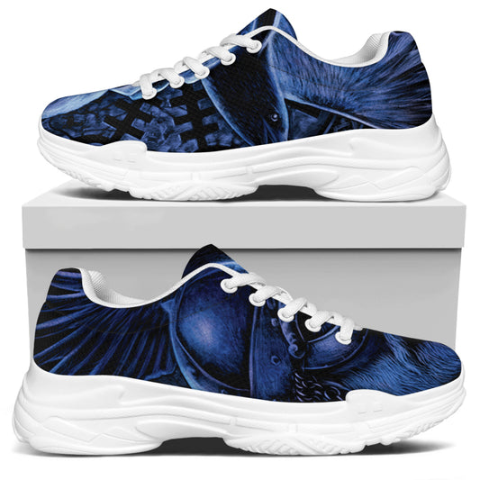 Blue Viking God Odin And Crow Print White Chunky Shoes