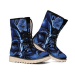 Blue Viking God Odin And Crow Print Winter Boots