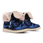 Blue Viking God Odin And Crow Print Winter Boots