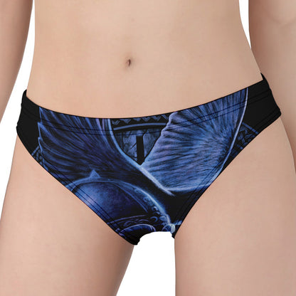 Blue Viking God Odin And Crow Print Women's Panties