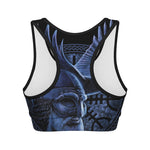 Blue Viking God Odin And Crow Print Women's Sports Bra