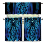 Blue Viking Norse God Odin Print 3 Piece Kitchen Curtains