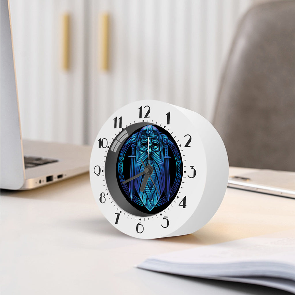 Blue Viking Norse God Odin Print Alarm Clock