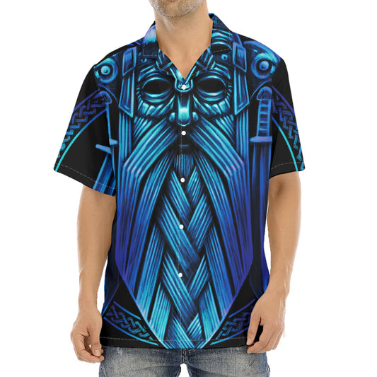 Blue Viking Norse God Odin Print Aloha Shirt