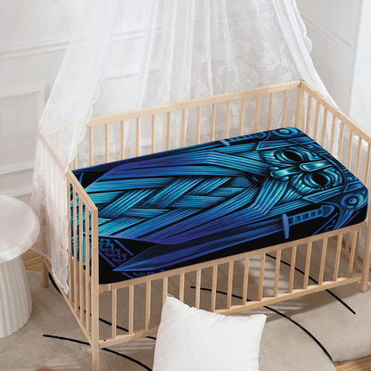 Blue Viking Norse God Odin Print Baby Crib Sheet