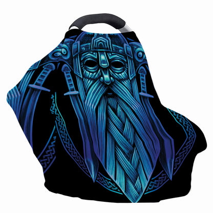 Blue Viking Norse God Odin Print Baby Seat Cover