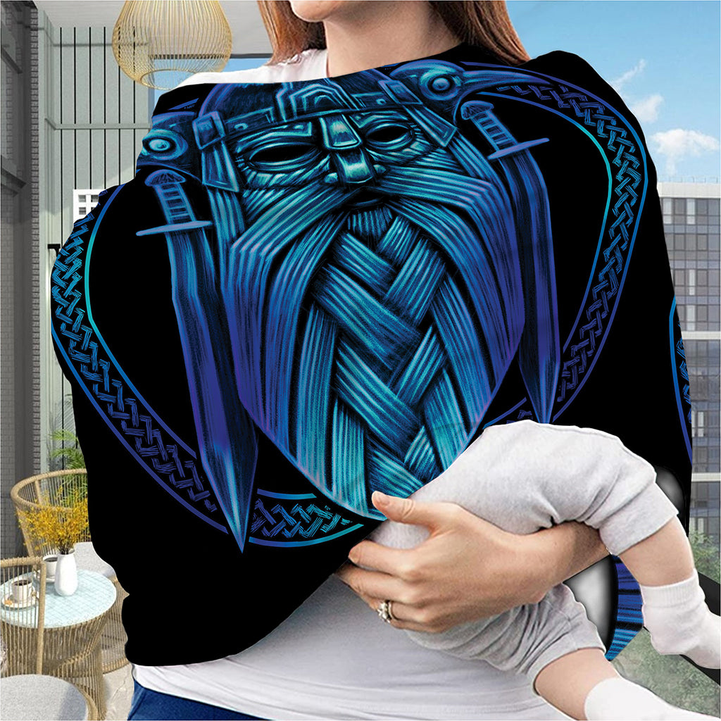 Blue Viking Norse God Odin Print Baby Seat Cover