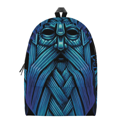 Blue Viking Norse God Odin Print Backpack