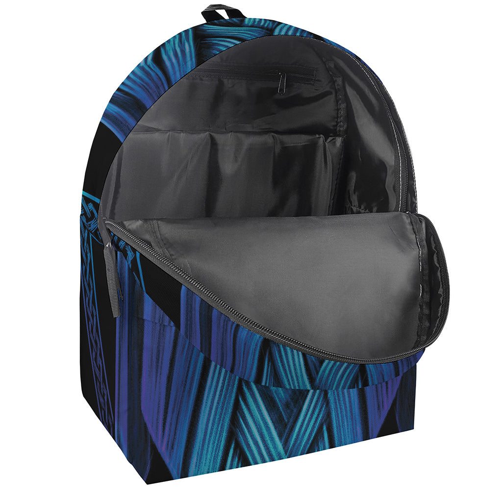 Blue Viking Norse God Odin Print Backpack