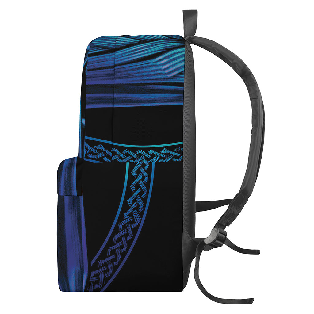 Blue Viking Norse God Odin Print Backpack
