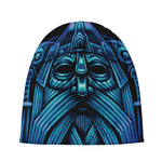 Blue Viking Norse God Odin Print Beanie