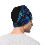 Blue Viking Norse God Odin Print Beanie