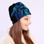 Blue Viking Norse God Odin Print Beanie